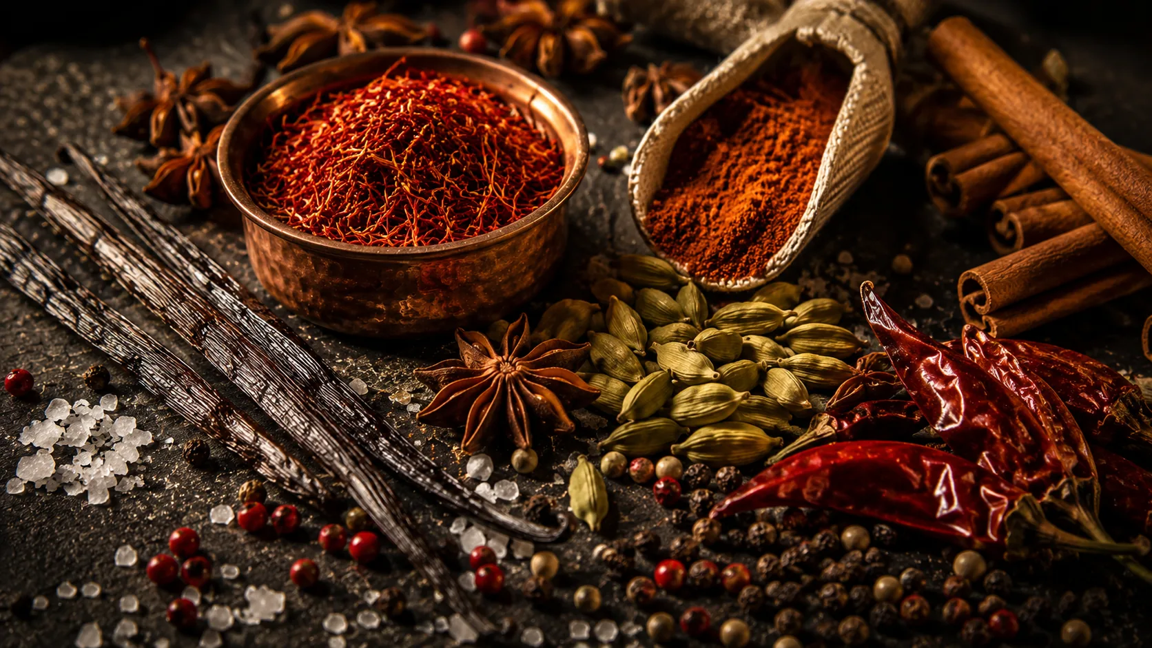 Especiarias premium - açafrão, paprika, cardamomo, vanilla - Coolchoice Algarve