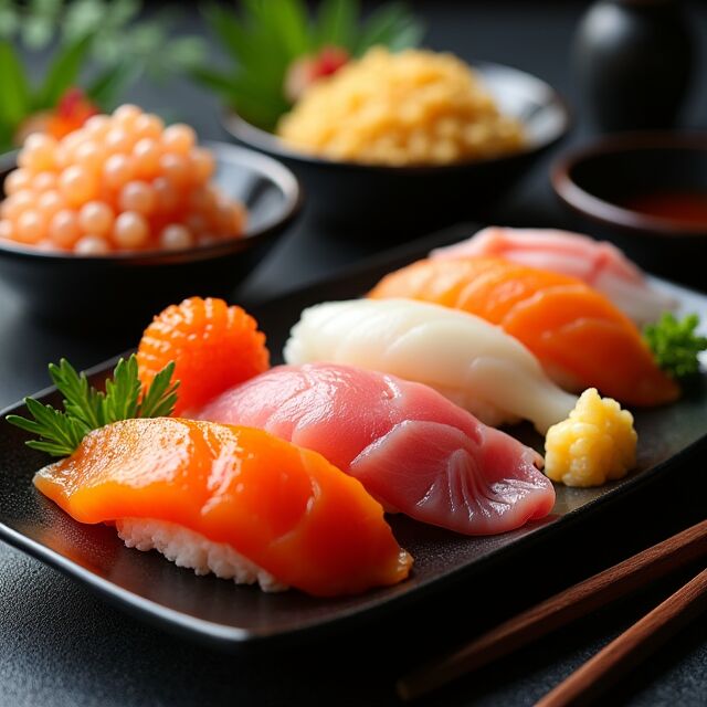 Produtos do mar asiáticos e ovas premium - tobiko, ikura - Coolchoice