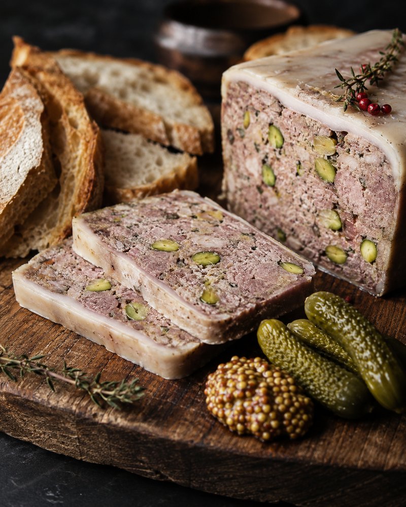 Terrina de campagne artesanal com pistácios, cornichons e mostarda - Coolchoice